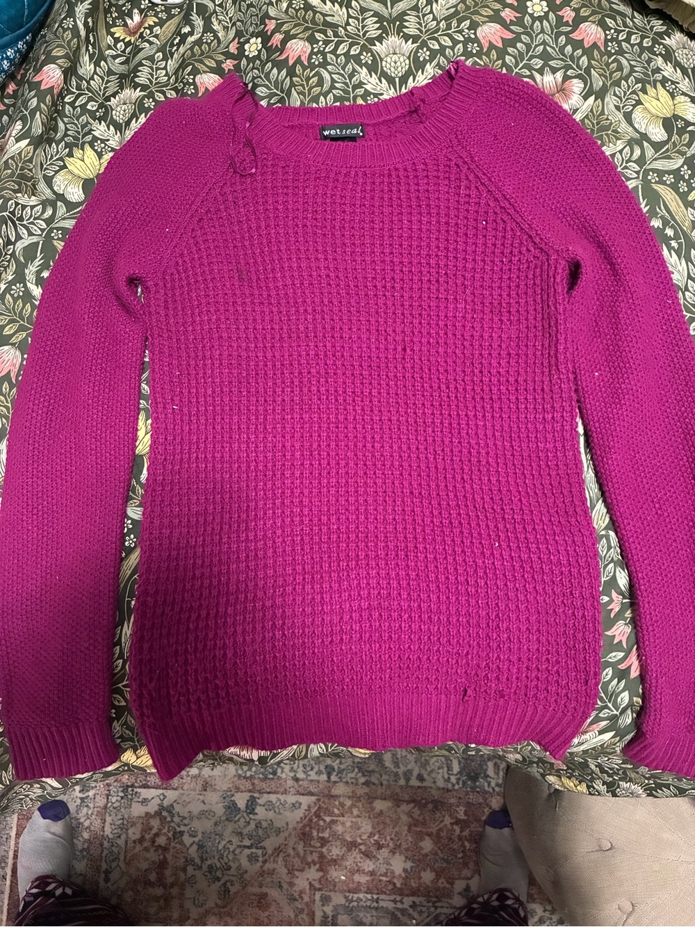 Wet Seal Fuchsia Knit Crewneck Sweater